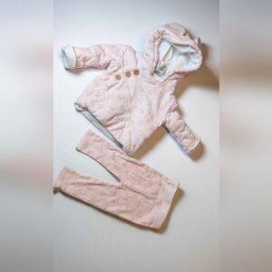 Disney Baby Pink Mouse Head Hooded Two-Piece Set Sz 3/6 Mos.
